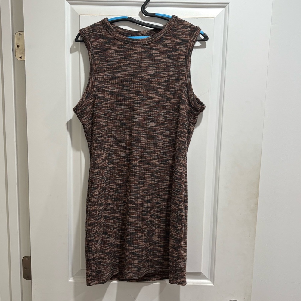 Large brown fitted tank dress